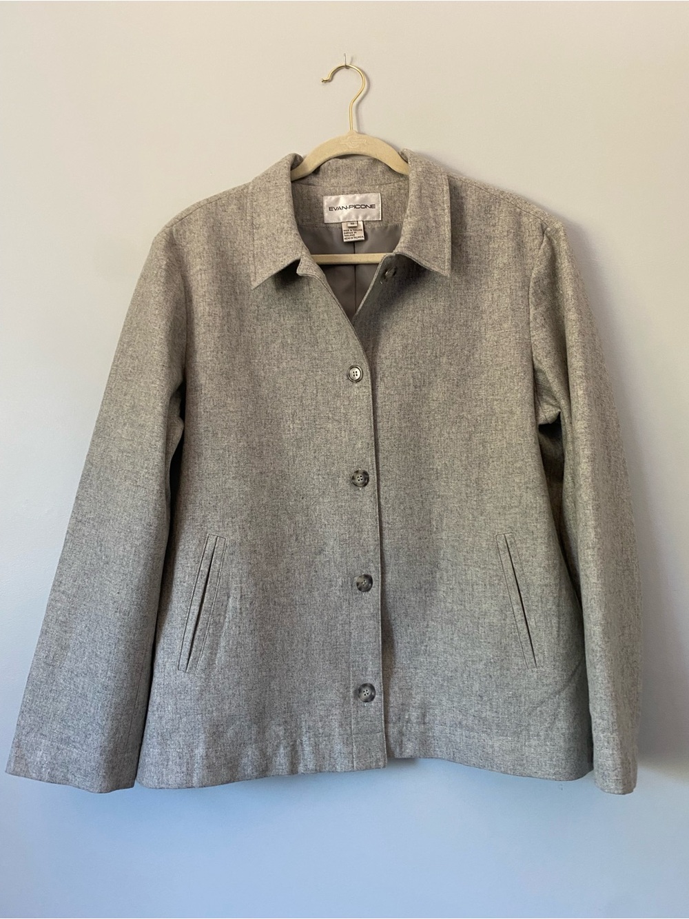 Evan-Picone Gray Wool Blend Jacket | Tailored Button Front